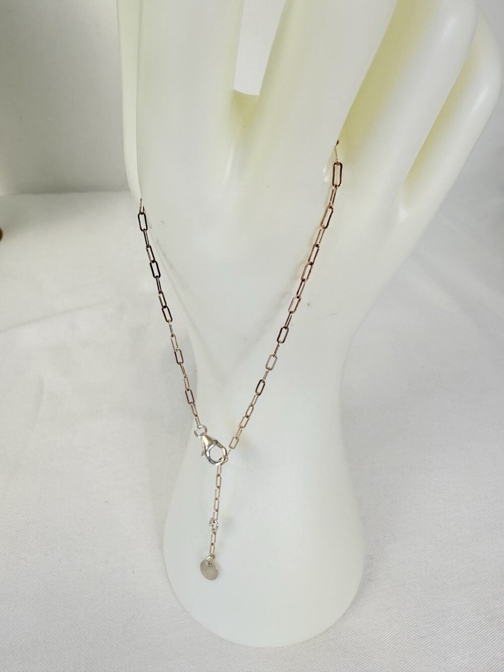925 Sterling Silver Paperclip Link Bracelet Dainty Minimalist Heart Tag